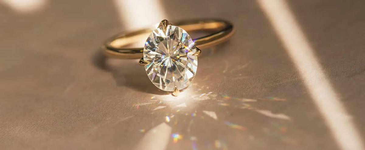 Close-up of a sparkling diamond engagement ring