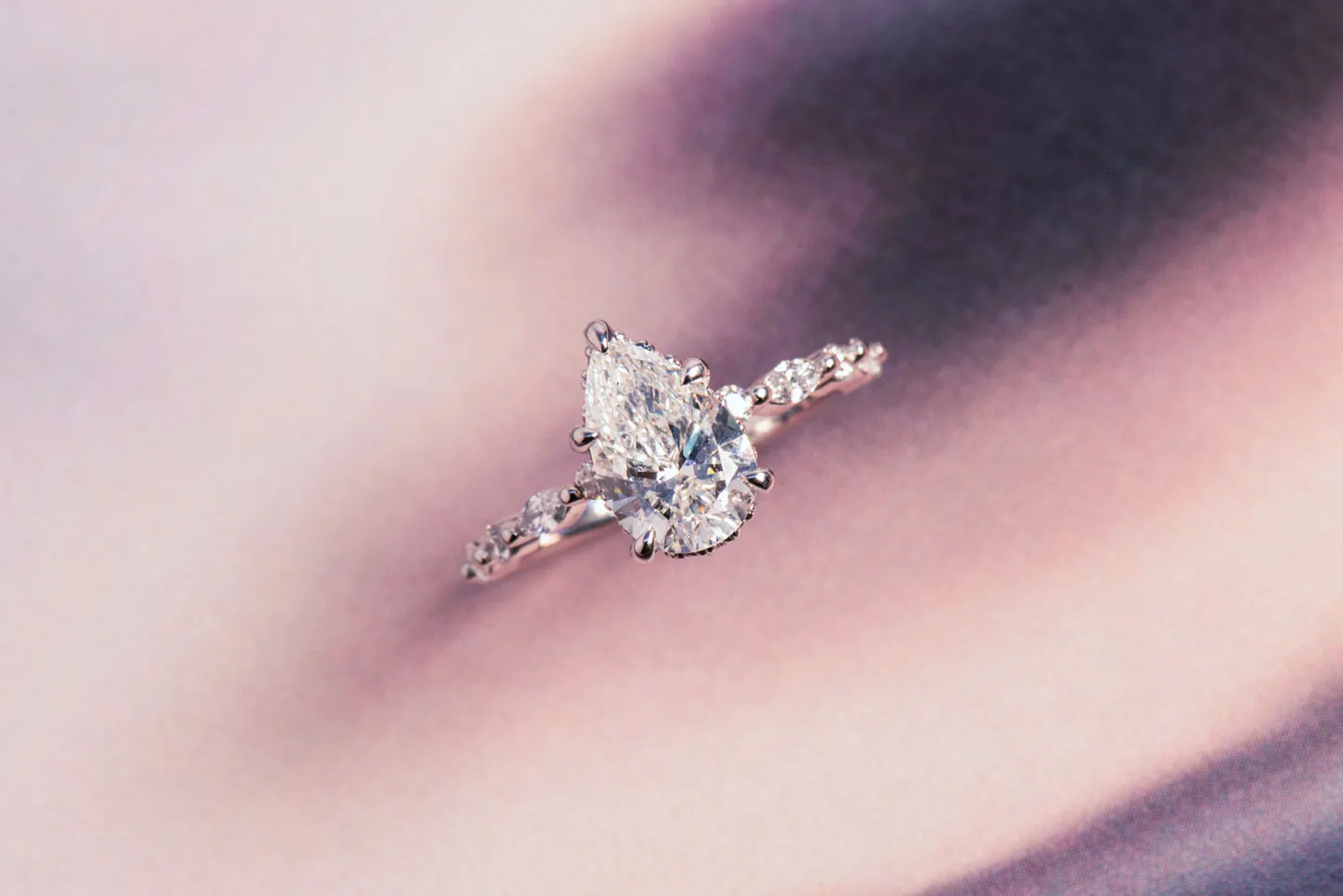 5 Prong Pear Lab Diamond Engagement Ring