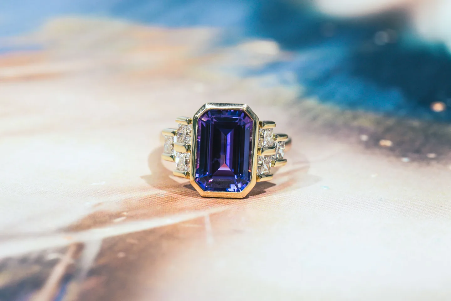 Custom Purple Lab Sapphire Engagement Ring