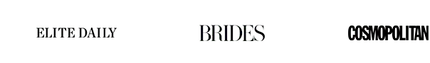 Press logos: Elite Daily, Brides, Cosmopolitan