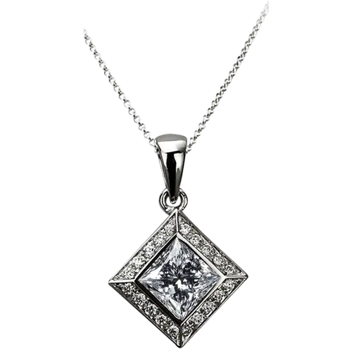 Princess Halo Diamond Pendant