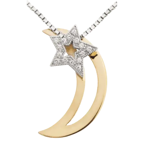 Moon and Star Diamond Pendant