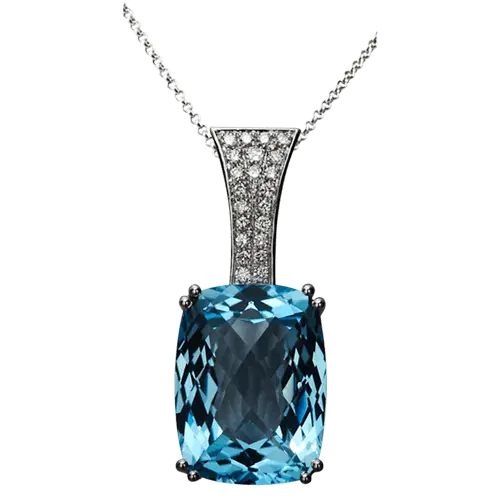 Blue Topaz and Diamond Pendant