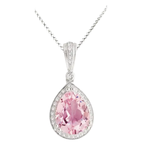 Pink Tourmaline and Diamond Pendant