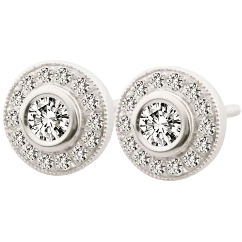 Diamond Halo Earring Studs