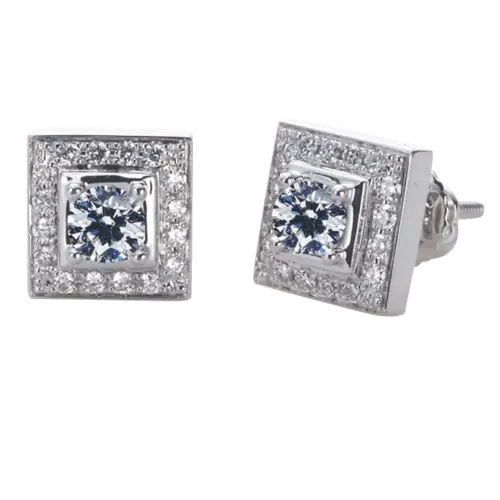 Square Halo Earring Studs