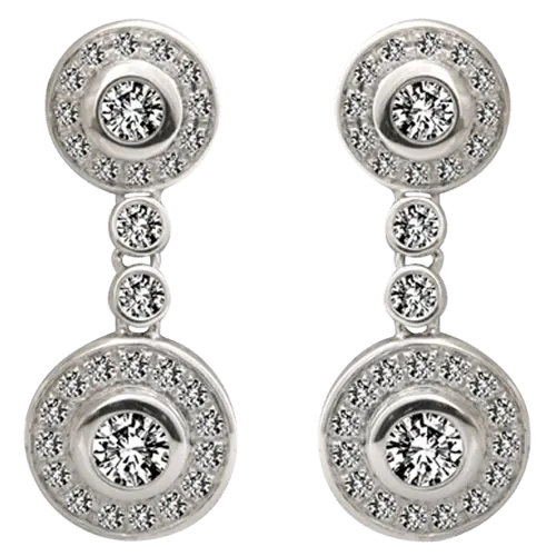 Diamond Halo Dangle Earrings