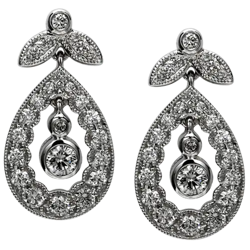 Pear Shaped Diamond Dangle Earrings