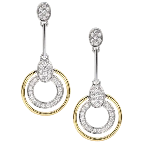 Two-Tone Diamond Drop Earrings