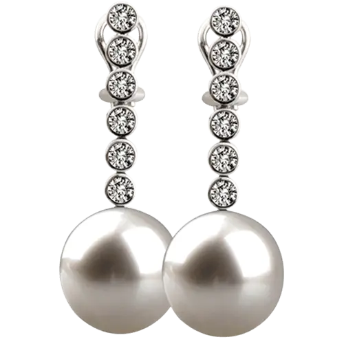 Diamond Pearl Drop Earrings