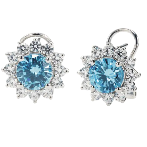 Blue Topaz and Diamond Earrings