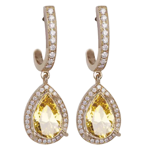 Citrine and Diamond Drop Earrings