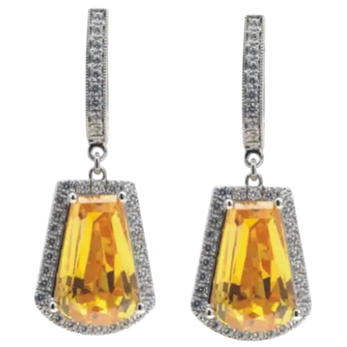 Diamond and Citrine Drop Earrings