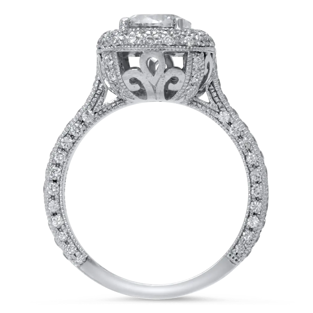 Halo Pave Bezel- Set Engagement Ring