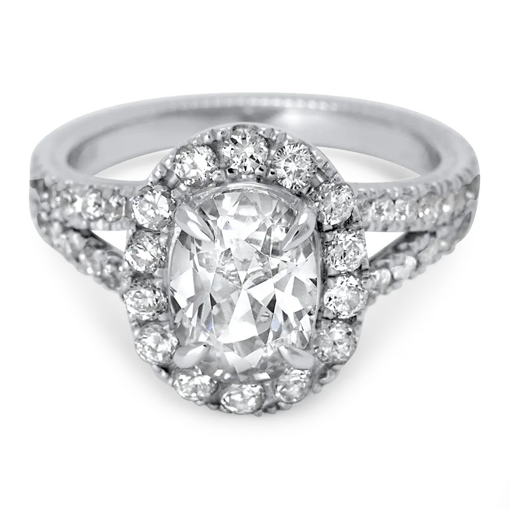 Split-Shank Halo Engagement Ring