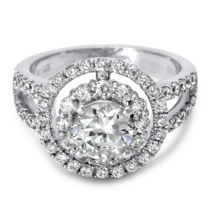 Split-Shank Double Halo Engagement Ring