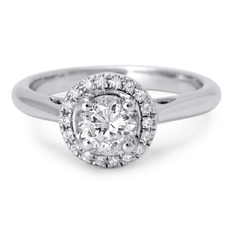 Pave Halo Engagement Ring