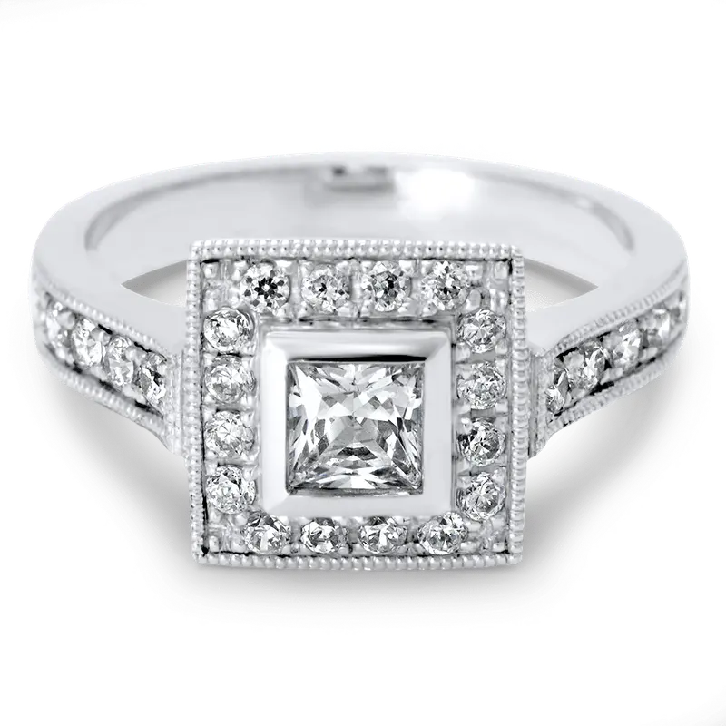 Bezel-Set Halo Engagement Ring