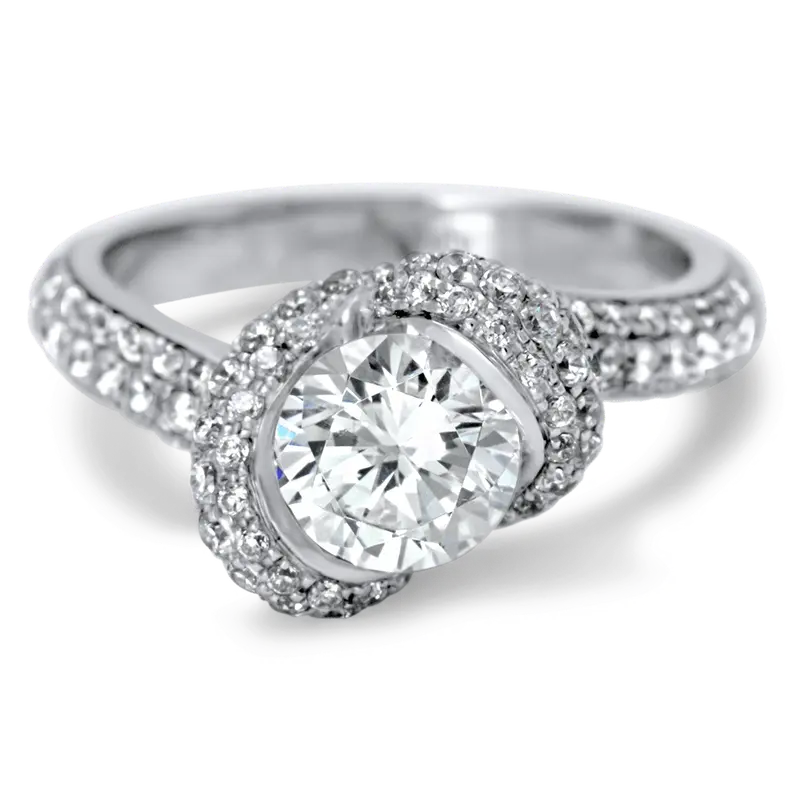 Pave Halo Engagement Ring