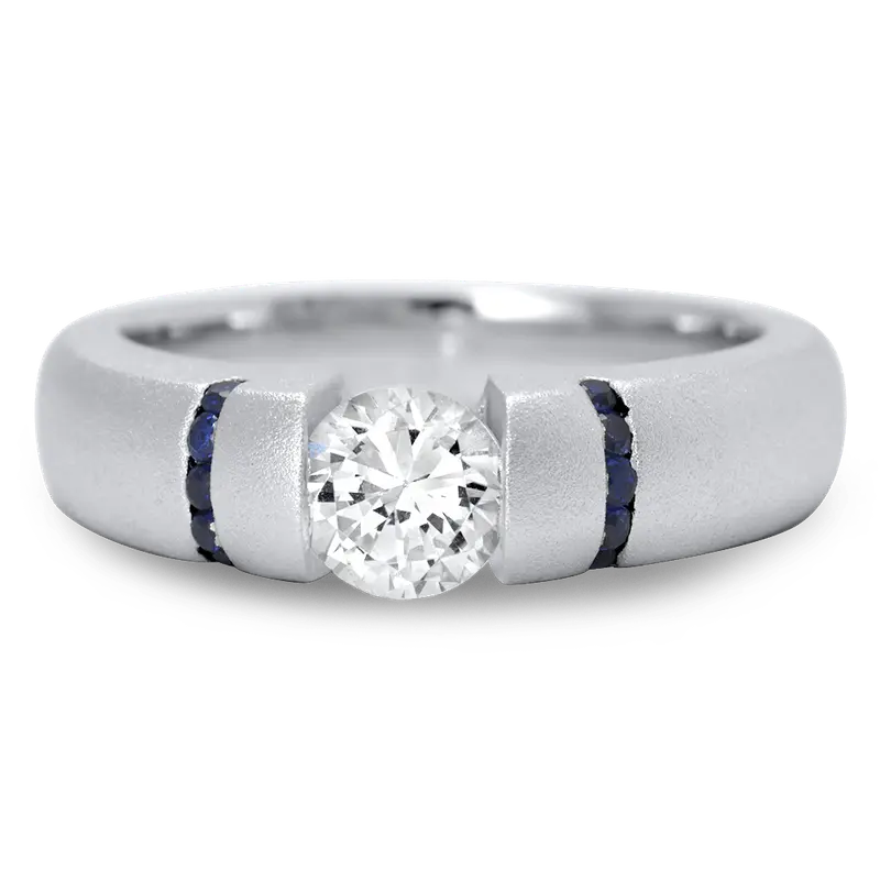 Diamond and Sapphire Engagement Ring