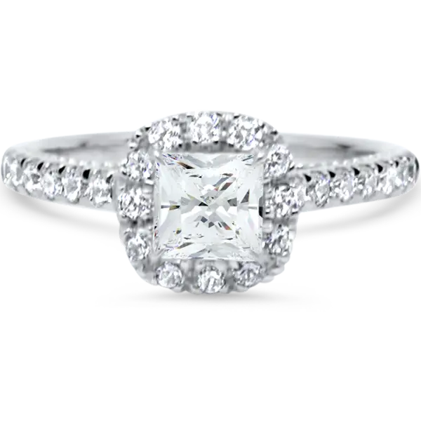 Cushion halo engagement ring