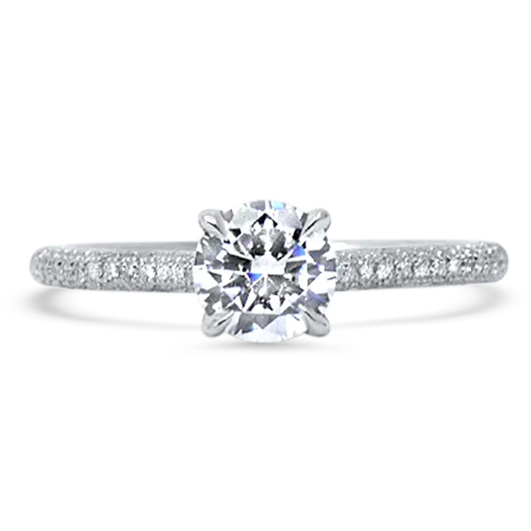 Pave Engagement Ring with Hidden Halo