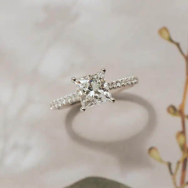 Princess Pave Engagement Ring With Cathedral