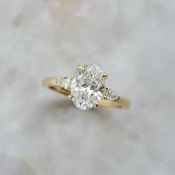 Oval Pear 3 Stone Engagement Ring