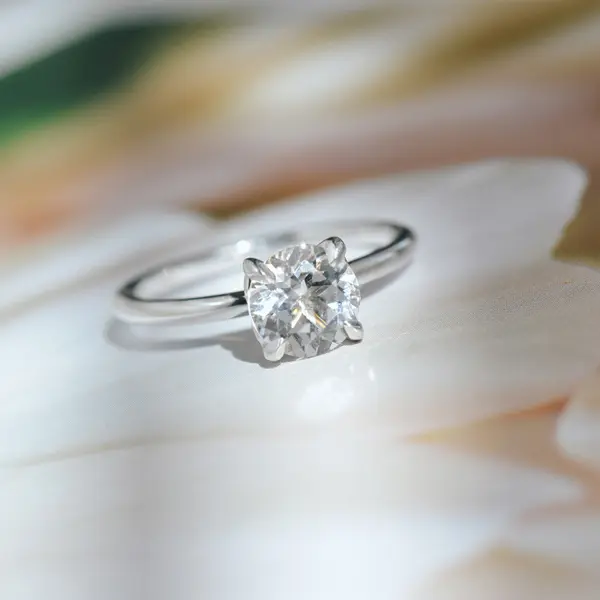 Round Topaz Solitaire Engagement Ring