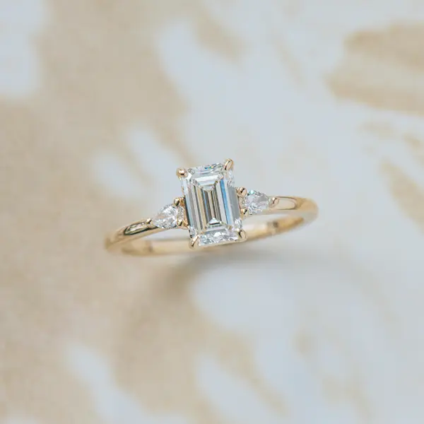 Emerald And Pear 3-Stone Engagement Ring