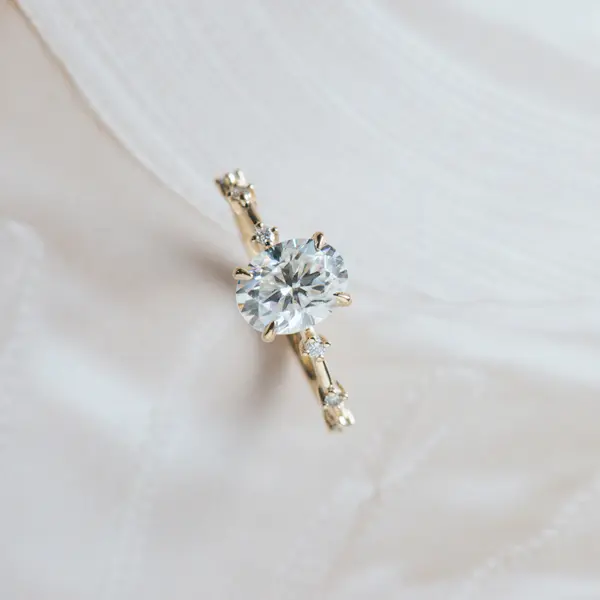 Classic Oval 4-Prong Constellation Style Pavé Engagement Ring
