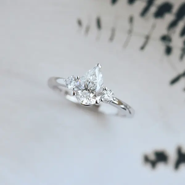 Pear And Round 3-Stone Engagement Ring