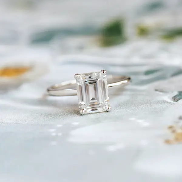 Moissanite Emerald Engagement Ring