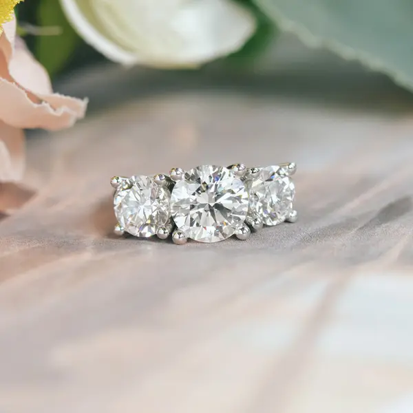 Round 3-Stone Engagement Ring