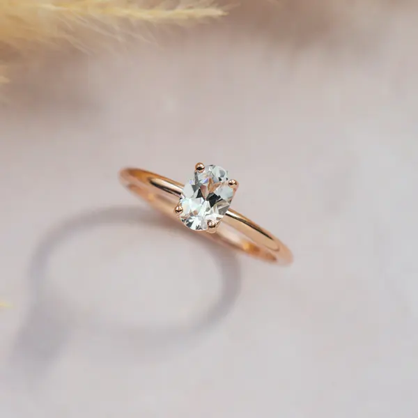White Topaz Oval Engagement Ring