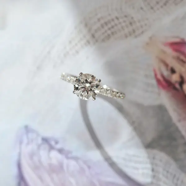 Classic Round Engagement Ring With Pavé Band