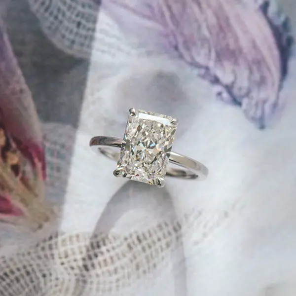 Low Set Solitaire Radiant Engagement Ring