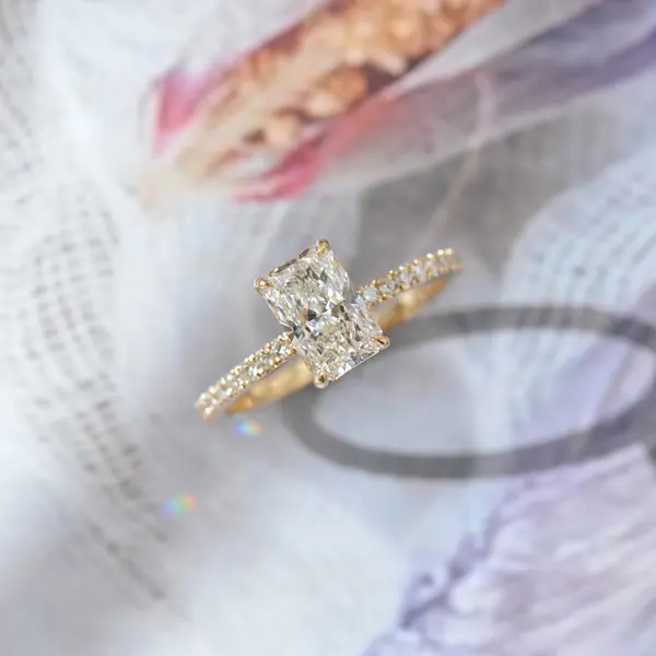 Hidden Halo Radiant Engagement Ring