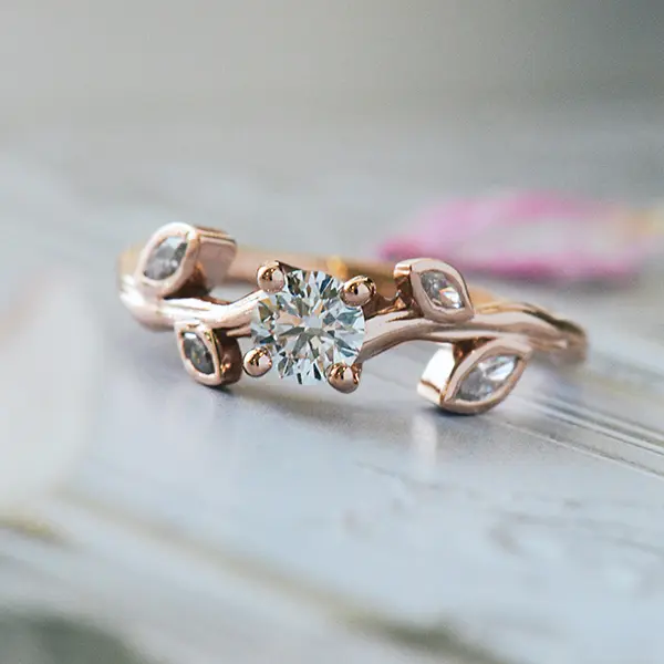 Nature Inspired Round Engagement Ring