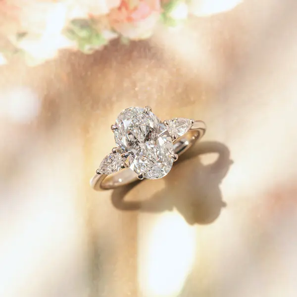 Oval And Pear 3-Stone Engagement RIng