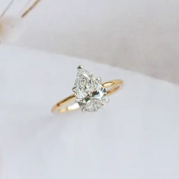 Two-Tone 5-Prong Pear Engagement Ring