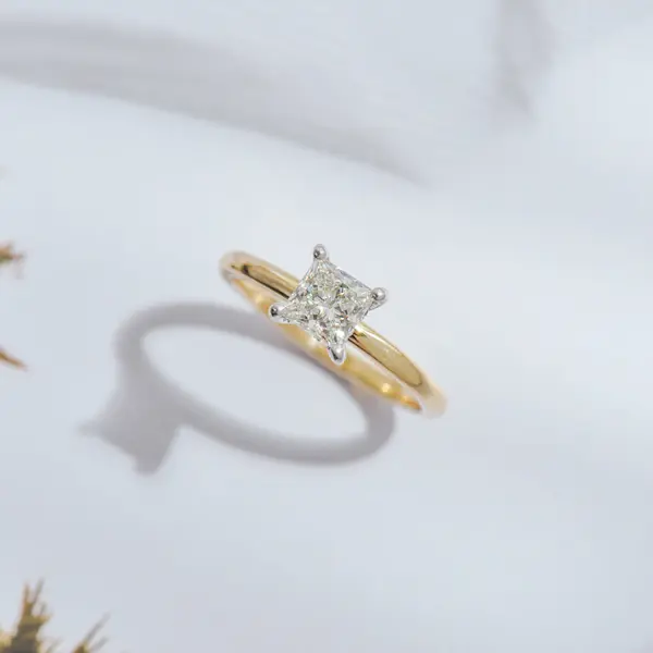 Two-Tone Solitaire Princess Engagement Ring