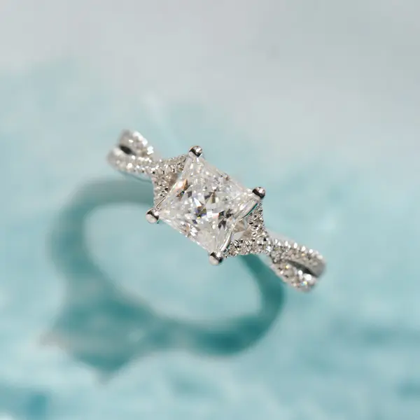 Princess Engagement Ring With Twist Band