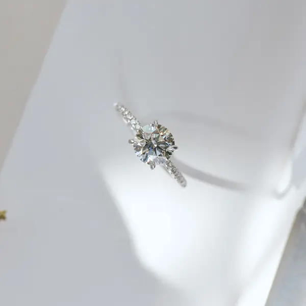 Classic Round Engagement Ring With Pavé