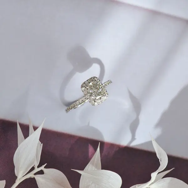 Custom Halo Radiant Engagement Ring