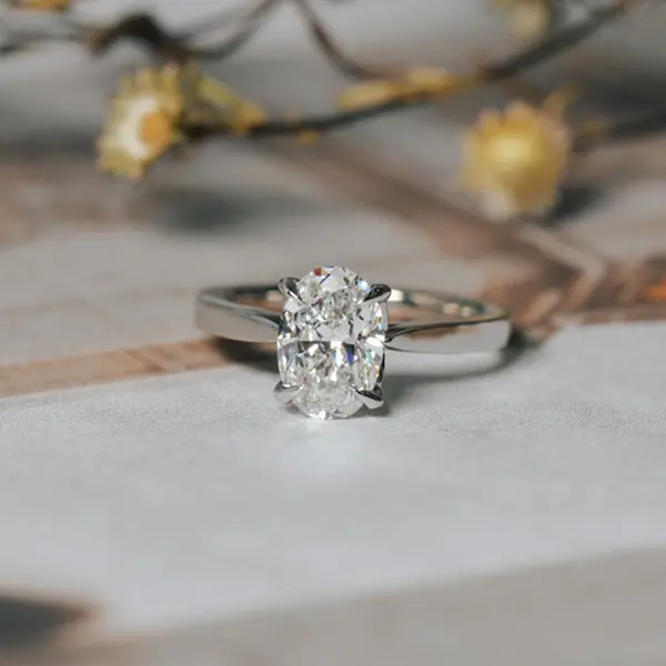 Trellis Design Solitaire Oval Engagement Ring