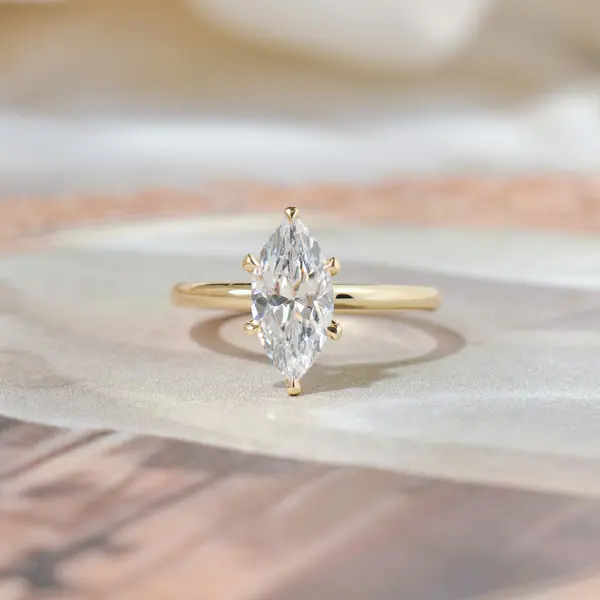 Marquise Engagement Ring With Hidden Halo