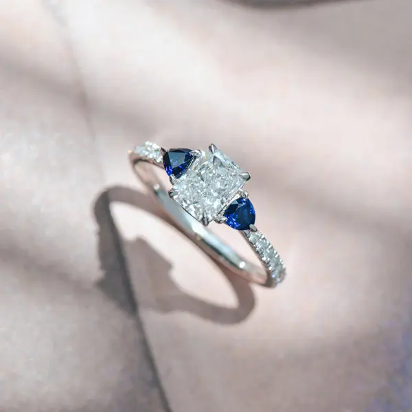 3-Stone Radiant And Trillion Engagement Ring