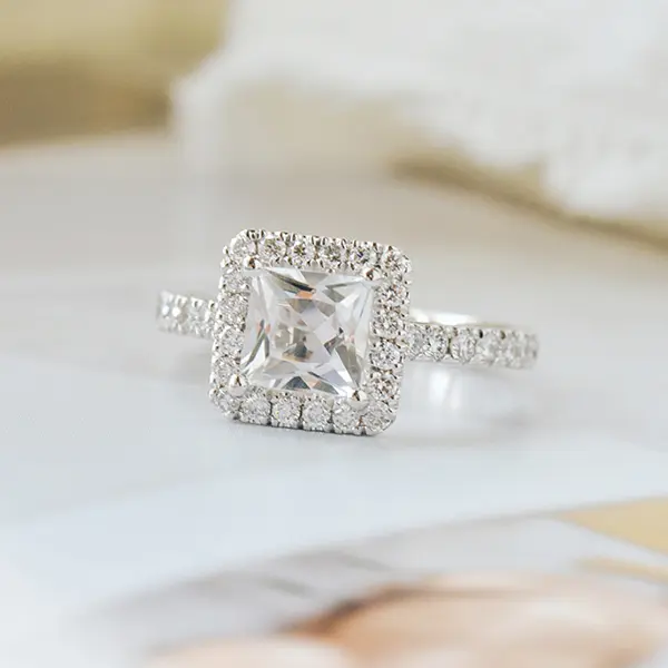 Halo Princess Engagement Ring