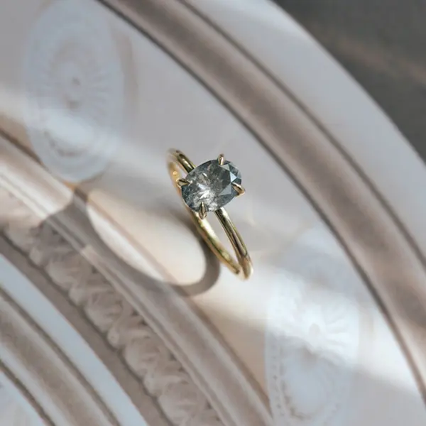 Salt & Pepper Oval Engagement Ring